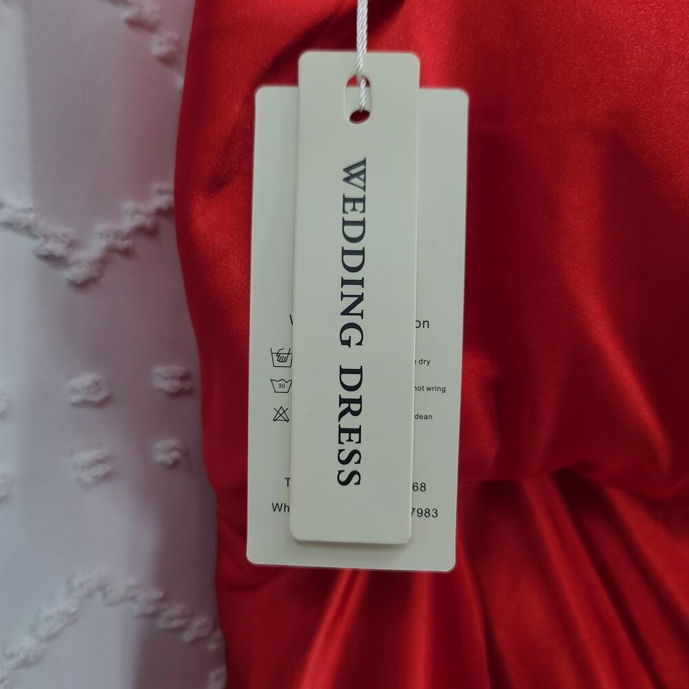 Satin Red halter pleated Elegant Maxi Gown Prom Sz 16W Formal Valentine's - Picture 7 of 13